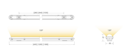 Oprawa Wodoszczelna hermetyczna LED 120 cm 32W  IP65 ULHM06 Unilight