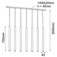 Lampa wisząca Yabu 7 - Czarna (700 mm) 5529  Shilo