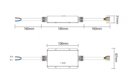 Odbiornik LED 5w1 IP67 - MONO /CCT /RGB /RGB+CCT - 12-36V DC 20A - LS2-WP