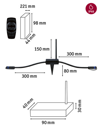 Kontroler Plug & Shine+pilot 433MHz IP68 czarny / tworzywo sztuczne