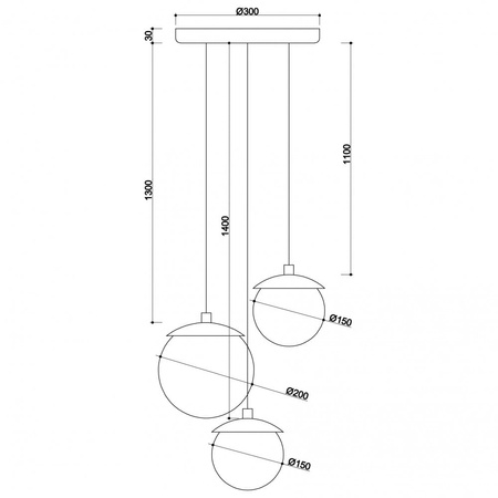 KUUL M potrójna czarna sufitowa lampa wisząca KLM322P4 UMMO