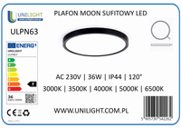 PLAFON MOON SUFITOWY LED OKRĄGŁY 36W CCT 40cm- Czarna