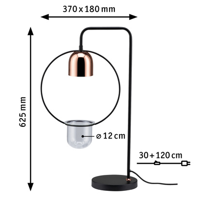 Lampa stołowa z doniczką NEORDIC FANJA GU10 max.1x20W 230V czarny / miedziany / metal