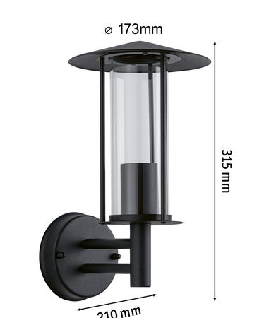 Oprawa elewacyjna CLASSIC IP44 max.15W E27 230V ciemnoszara / metal / szkło