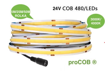 Taśma LED proCOB® 24V 11W  ciepła  480 LED CRI>90-5m ULLS29 proCOB®