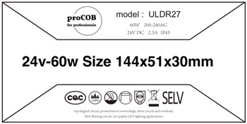 proCOB ® Zasilacz Ultra Slim 24V 60W 2.5A IP43 ULDR27 proCOB®